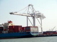 cargo ships in a ship yard