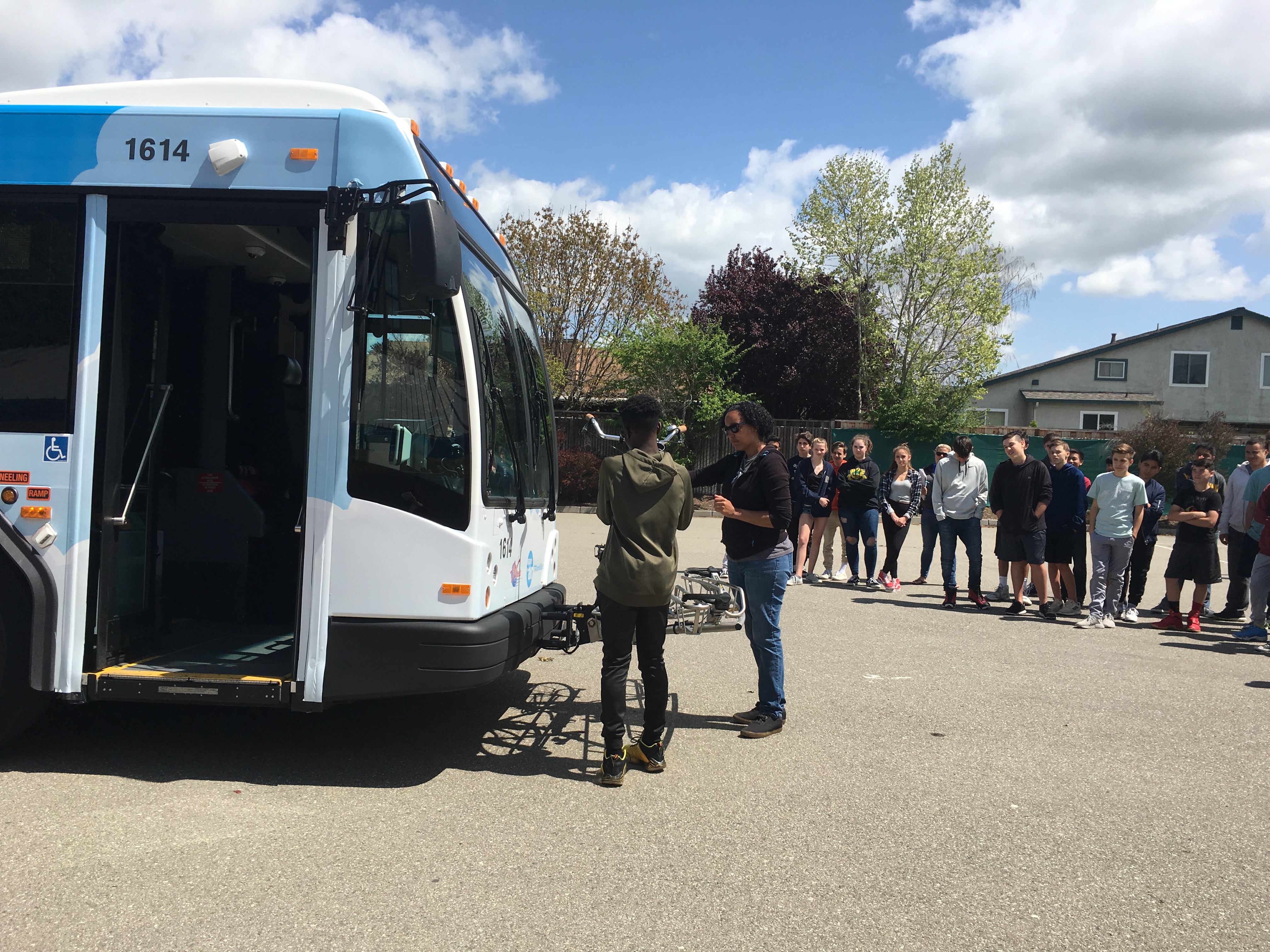 student get on board transit bus student get on board transit bus