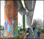 Murals painted on freeway columns