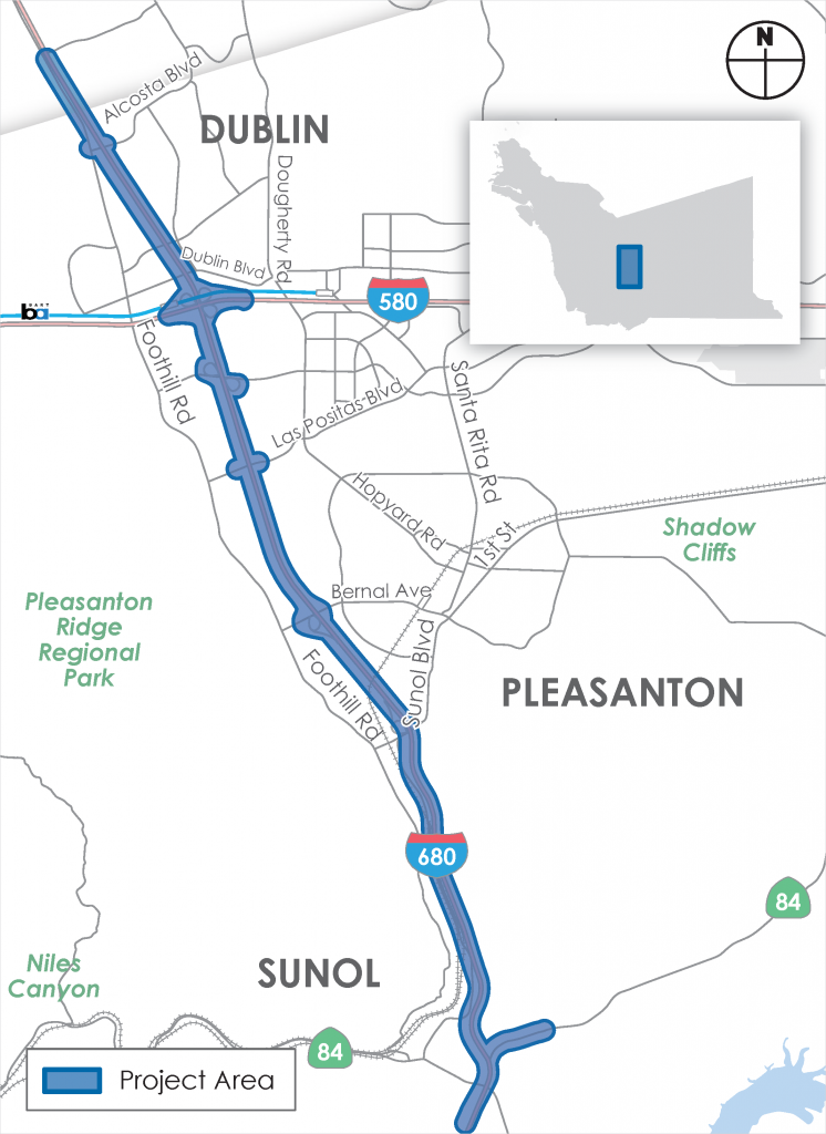 Map of I-680 Express Lanes from SR-84 to Alcosta Blvd project