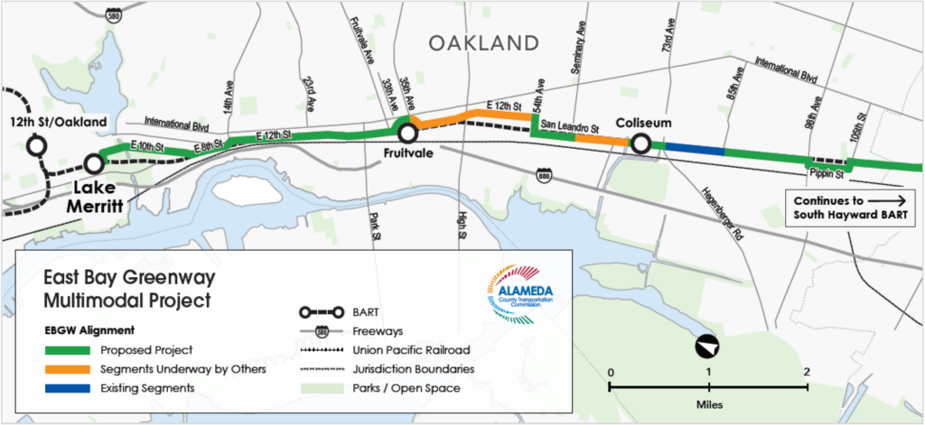 East Bay Greenway Multimodal Project area map