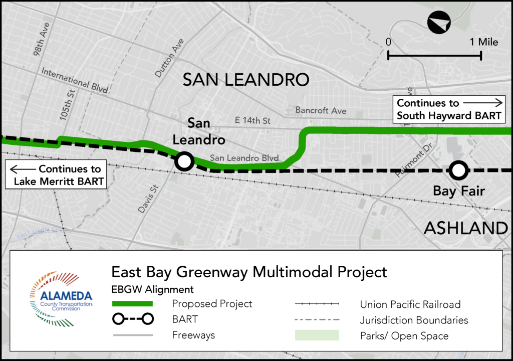 East Bay Greenway, Phase 1 in San Leandro