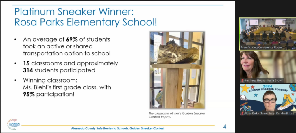 Commission presentation slide of Golden Sneaker Award Winner, Rosa Parks School