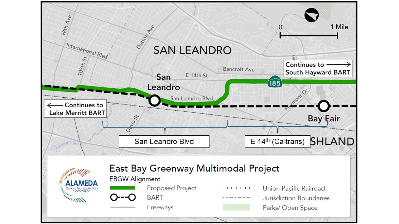 East Bay Greenway, Phase 1 in San Leandro